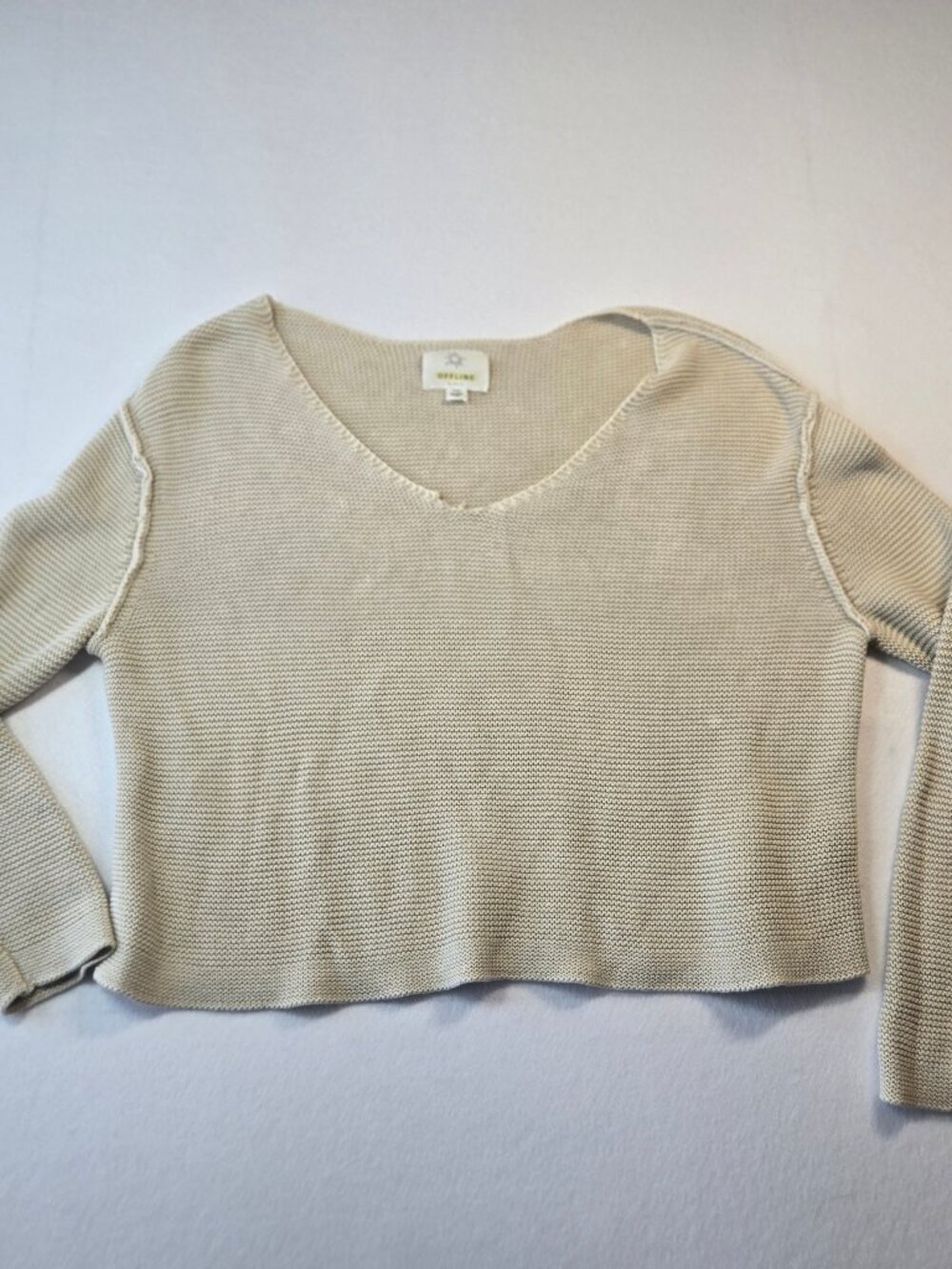 Offline Beige V-Neck Knit Sweater Size S